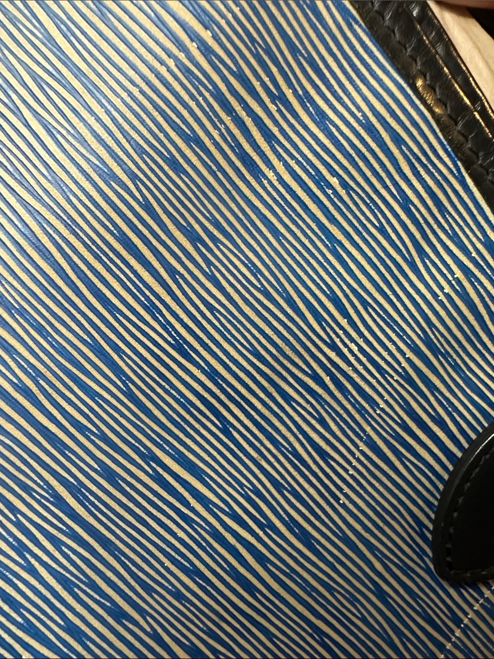 Louis Vuitton Blue Striated Epi Neverfull MM Leather Tote with Black Trim - Picture 8 of 12